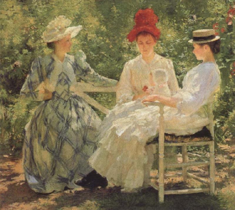 Edmund Charles Tarbell Three Sisters-A Study in june Sunlight Norge oil painting art